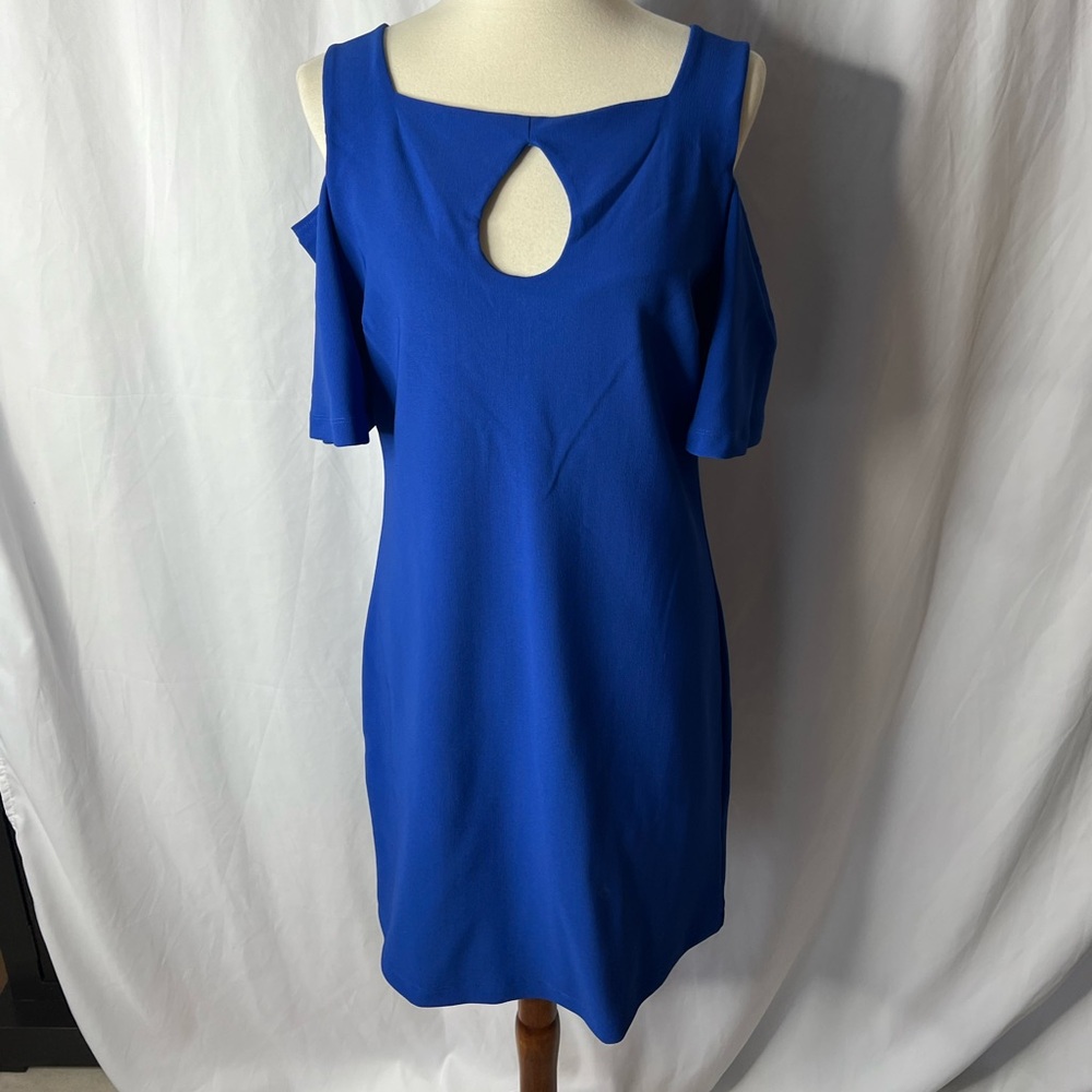 Boston Proper Cobolt Blue Cold Shoulder Travel Dress - Medium - NEW w/tags